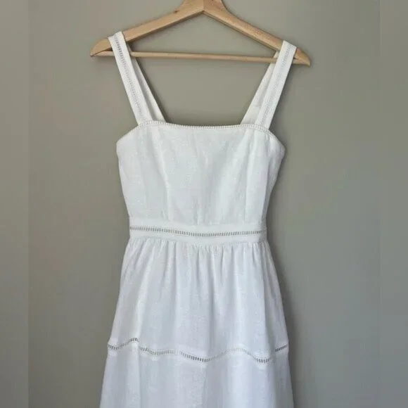 NEW Reformation Everett Linen Midi Dress White | US 2 UK 6 - Picture 8 of 16